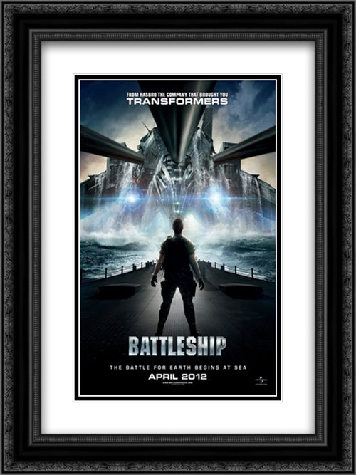 Battleship 18x24 Black Ornate Wood Framed Movie Poster with Double Matting