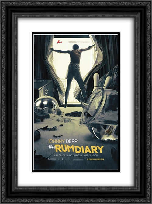 The Rum Diary 18x24 Black Ornate Wood Framed Movie Poster with Double Matting