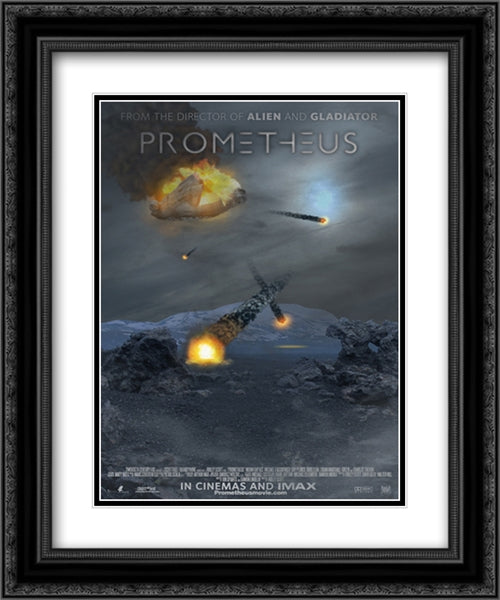 Prometheus 20x24 Black Ornate Wood Framed Movie Poster with Double Matting