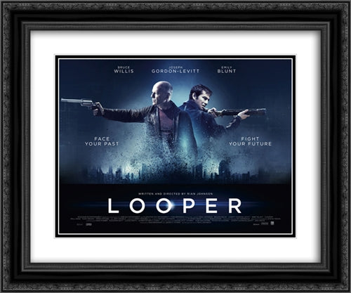 Looper 24x20 Black Ornate Wood Framed Movie Poster with Double Matting