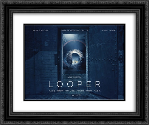 Looper 24x20 Black Ornate Wood Framed Movie Poster with Double Matting