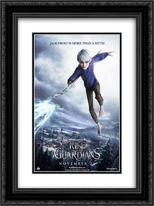Rise of the Guardians 18x24 Black Ornate Wood Framed Movie Poster with Double Matting