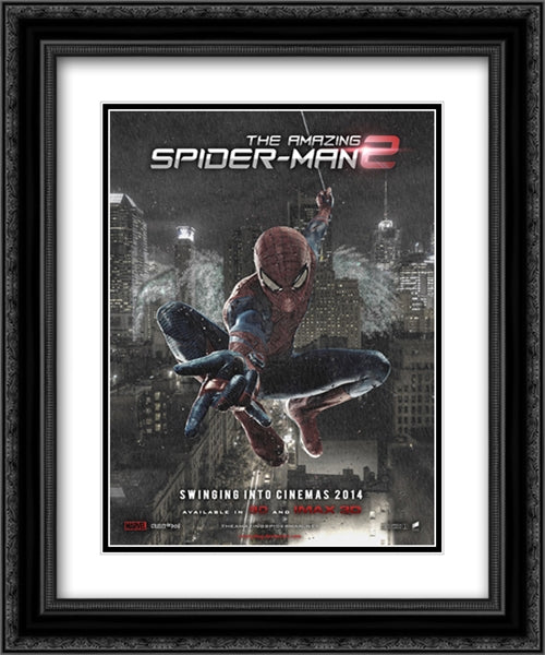The Amazing Spider Man 2 20x24 Black Ornate Wood Framed Movie Poster with Double Matting