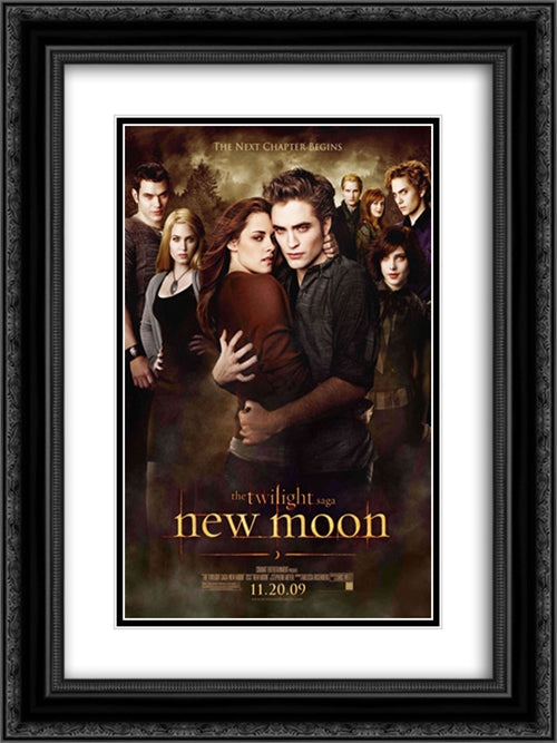 The Twilight Saga New Moon 18x24 Black Ornate Wood Framed Movie Poster with Double Matting