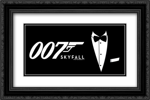 007 Skyfall 24x16 Black Ornate Wood Framed Movie Poster with Double Matting