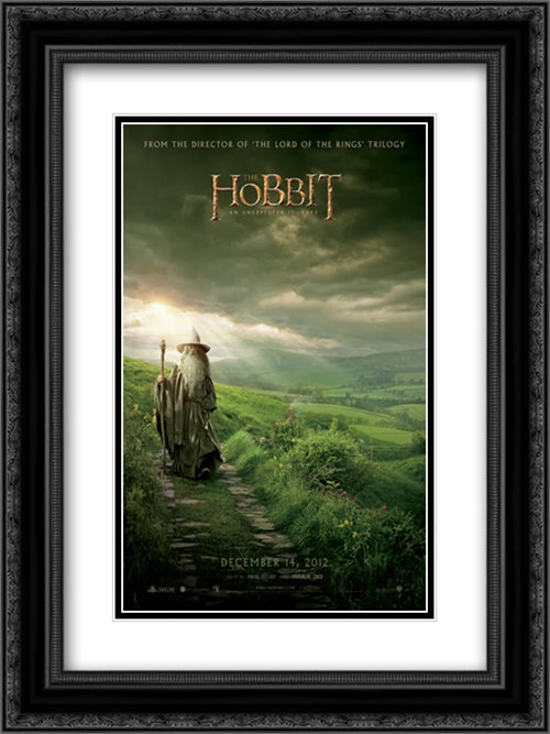 The Hobbit An Unexpected Journey 18x24 Black Ornate Wood Framed Movie Poster with Double Matting