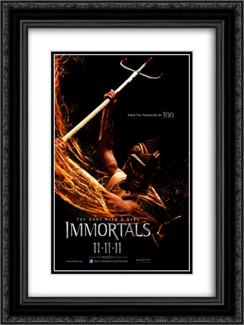 Immortals 18x24 Black Ornate Wood Framed Movie Poster with Double Matting