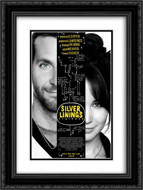 Silver Linings Playbook 18x24 Black Ornate Wood Framed Movie Poster with Double Matting