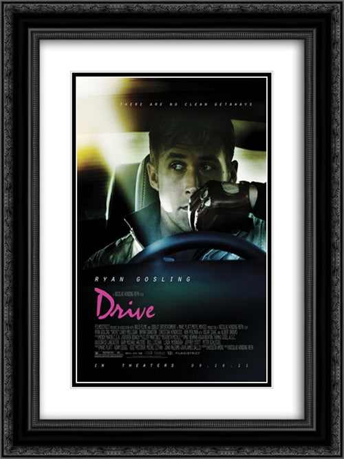 Drive 18x24 Black Ornate Wood Framed Movie Poster with Double Matting