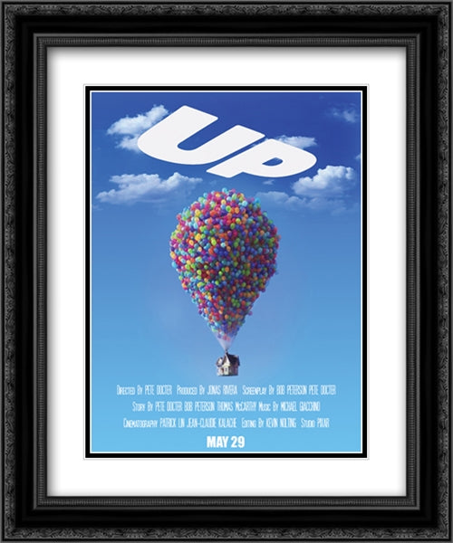 Up 20x24 Black Ornate Wood Framed Movie Poster with Double Matting