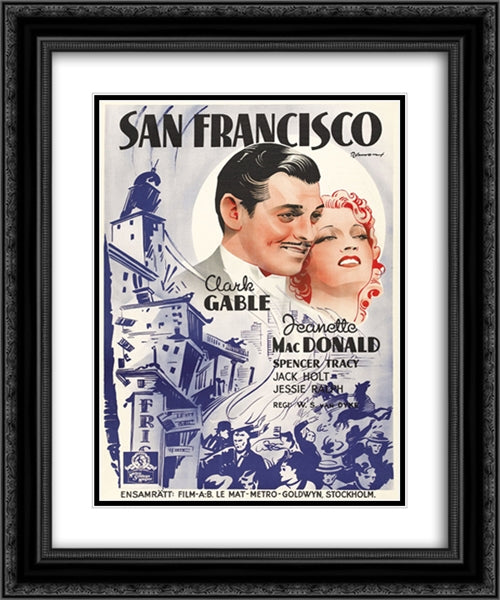 San Francisco 20x24 Black Ornate Wood Framed Movie Poster with Double Matting