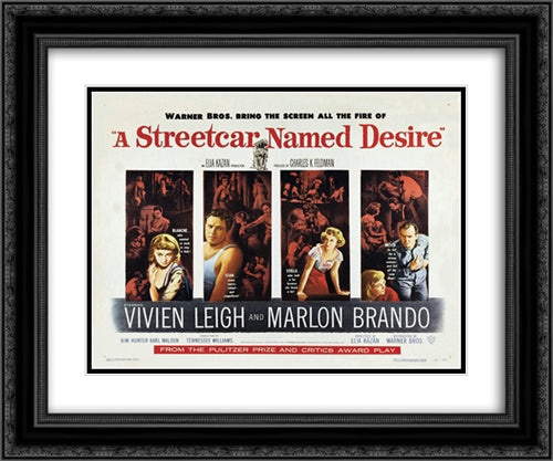 A Streetcar Named Desire 24x20 Black Ornate Wood Framed Movie Poster with Double Matting