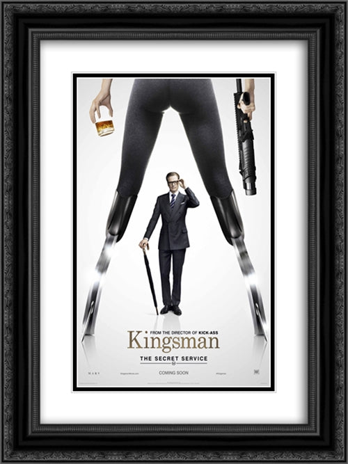 Kingsman The Secret Service 18x24 Black Ornate Wood Framed Movie Poster with Double Matting