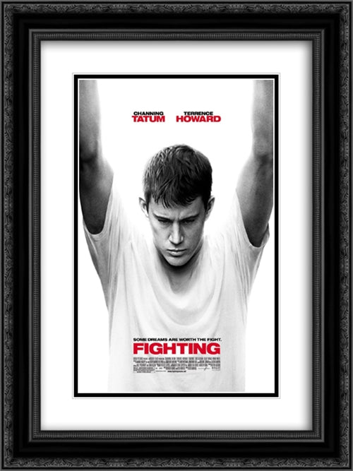 Fighting 18x24 Black Ornate Wood Framed Movie Poster with Double Matting