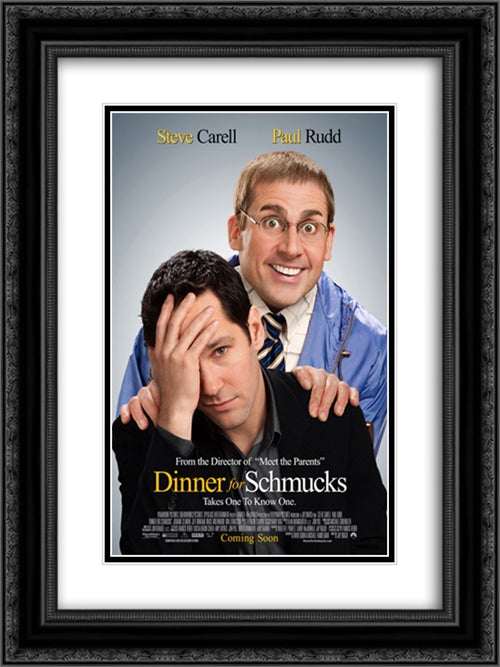 Dinner for Schmucks 18x24 Black Ornate Wood Framed Movie Poster with Double Matting
