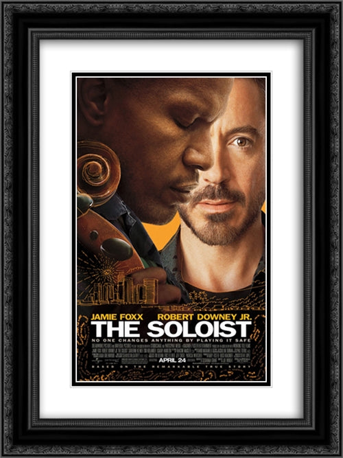 The Soloist 18x24 Black Ornate Wood Framed Movie Poster with Double Matting