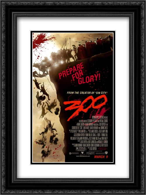300 18x24 Black Ornate Wood Framed Movie Poster with Double Matting
