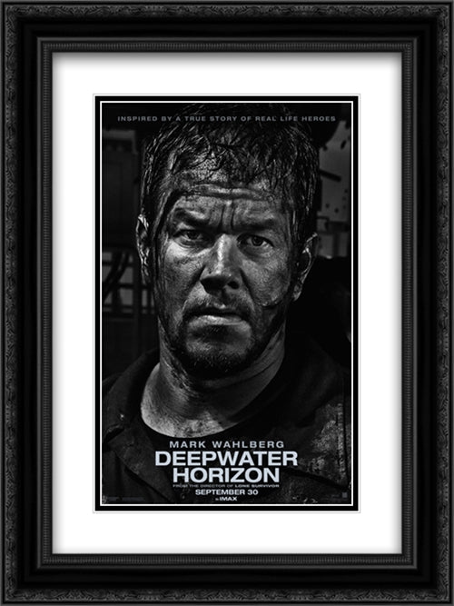 Deepwater Horizon 18x24 Black Ornate Wood Framed Movie Poster with Double Matting