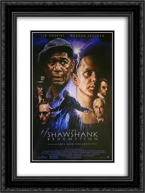 The Shawshank Redemption 18x24 Black Ornate Wood Framed Movie Poster with Double Matting