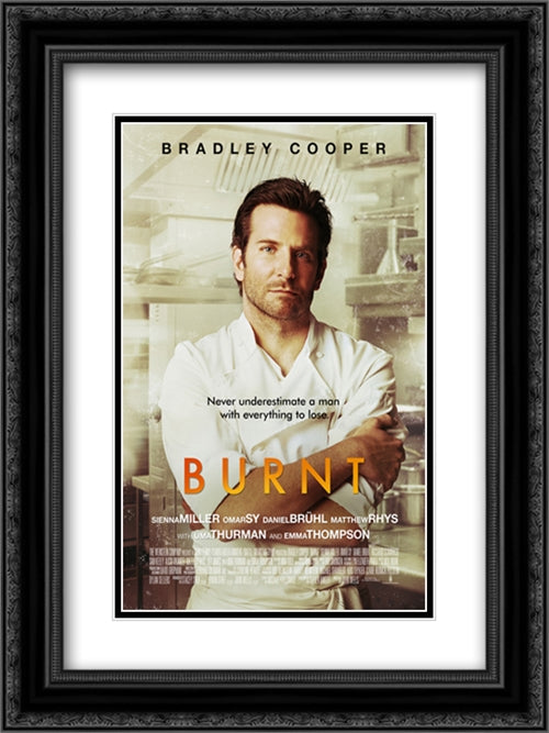 Burnt 18x24 Black Ornate Wood Framed Movie Poster with Double Matting