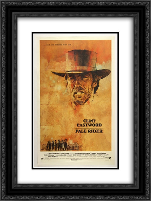 Pale Rider 18x24 Black Ornate Wood Framed Movie Poster with Double Matting