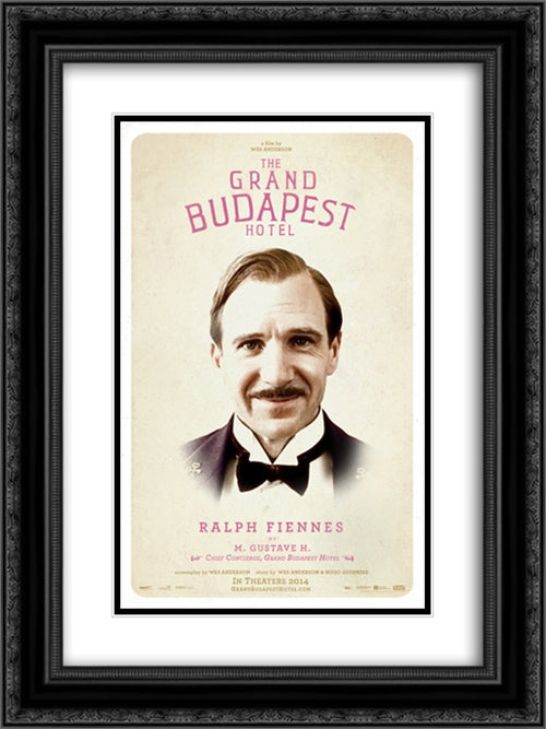 The Grand Budapest Hotel 18x24 Black Ornate Wood Framed Movie Poster with Double Matting