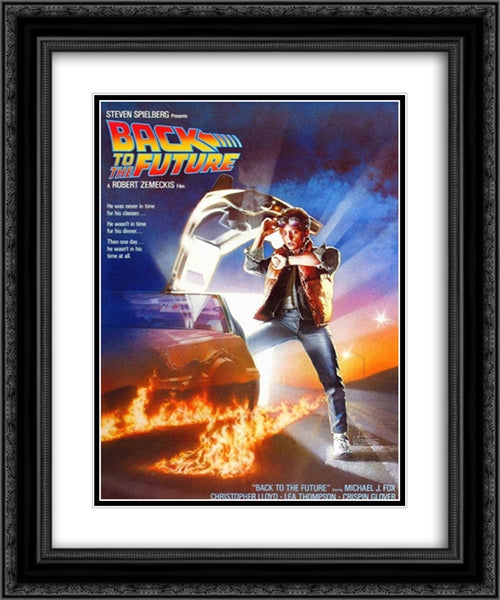 Back to the Future 20x24 Black Ornate Wood Framed Movie Poster with Double Matting