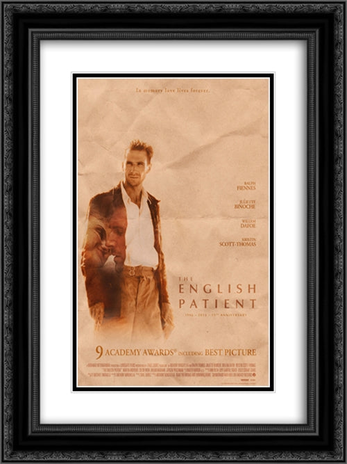 The English Patient 18x24 Black Ornate Wood Framed Movie Poster with Double Matting