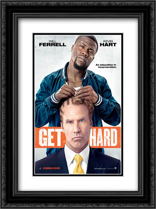 Get Hard 18x24 Black Ornate Wood Framed Movie Poster with Double Matting