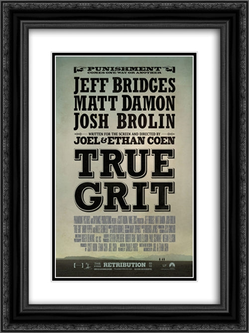 True Grit 18x24 Black Ornate Wood Framed Movie Poster with Double Matting