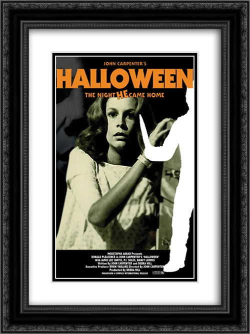 Halloween 18x24 Black Ornate Wood Framed Movie Poster with Double Matting