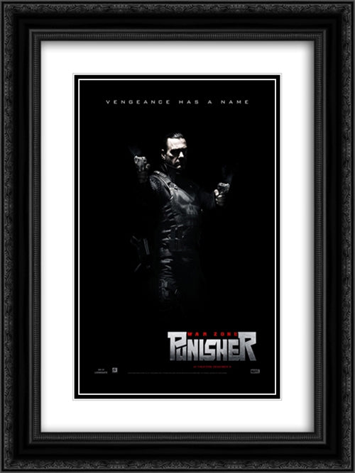 Punisher War Zone 18x24 Black Ornate Wood Framed Movie Poster with Double Matting