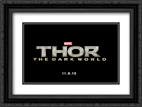 Thor The Dark World 24x18 Black Ornate Wood Framed Movie Poster with Double Matting