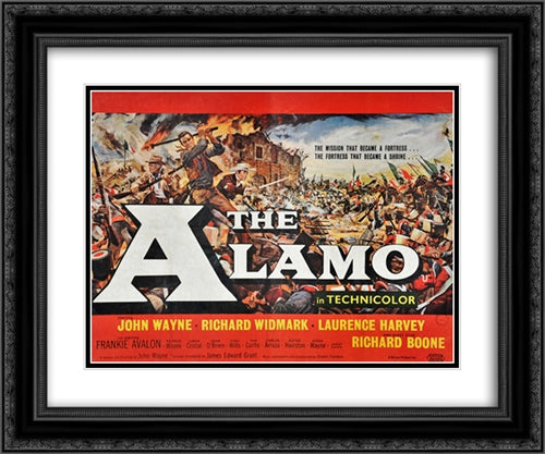 The Alamo 24x20 Black Ornate Wood Framed Movie Poster with Double Matting