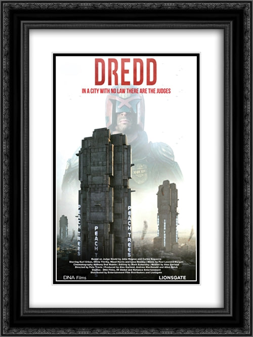 Dredd 18x24 Black Ornate Wood Framed Movie Poster with Double Matting