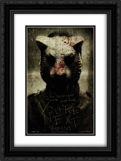 You're Next 18x24 Black Ornate Wood Framed Movie Poster with Double Matting