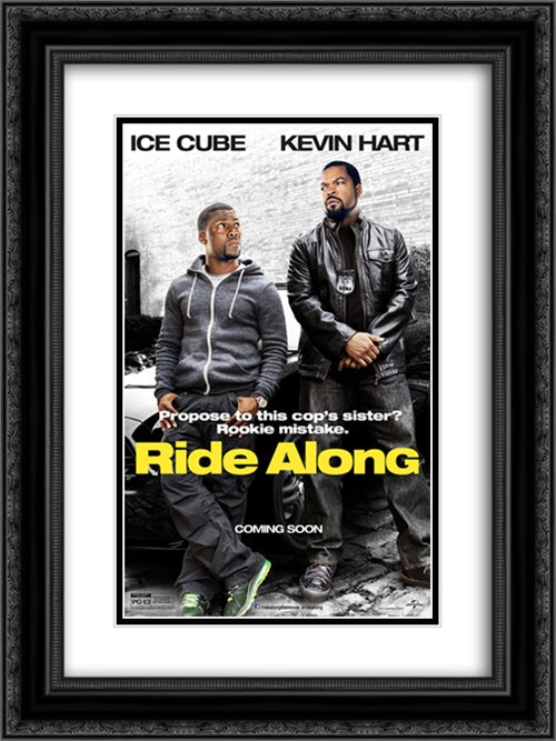 Ride Along 18x24 Black Ornate Wood Framed Movie Poster with Double Matting