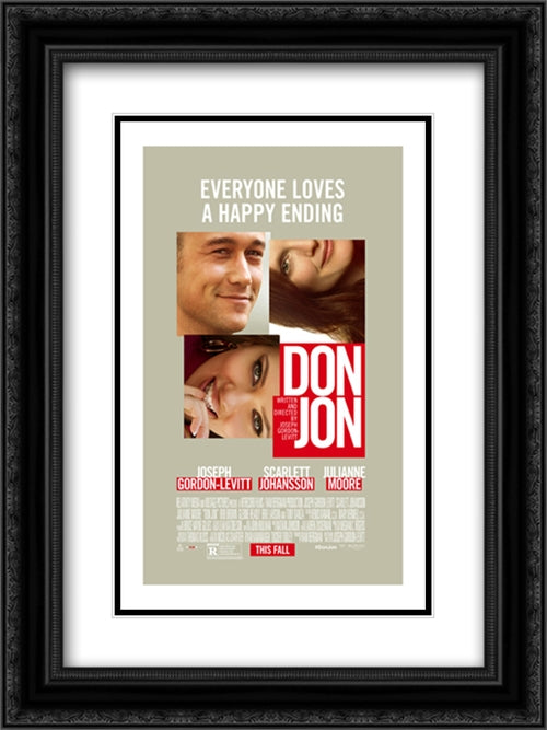 Don Jon 18x24 Black Ornate Wood Framed Movie Poster with Double Matting