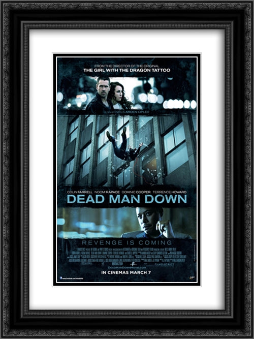 Dead Man Down 18x24 Black Ornate Wood Framed Movie Poster with Double Matting