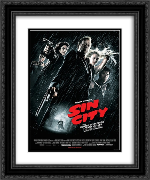 Sin City 20x24 Black Ornate Wood Framed Movie Poster with Double Matting