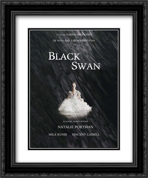 Black Swan 20x24 Black Ornate Wood Framed Movie Poster with Double Matting