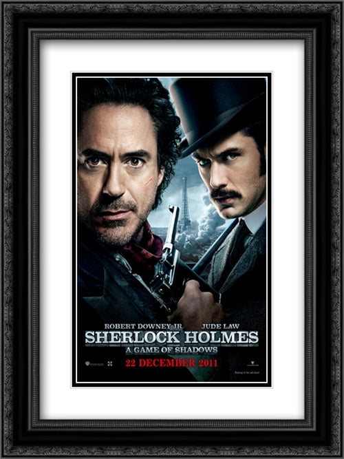 Sherlock Holmes 18x24 Black Ornate Wood Framed Movie Poster with Double Matting