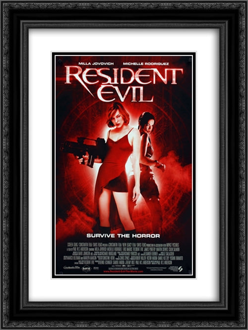 Resident Evil 18x24 Black Ornate Wood Framed Movie Poster with Double Matting