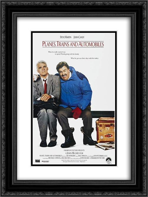 Planes, Trains and Automobiles 18x24 Black Ornate Wood Framed Movie Poster with Double Matting