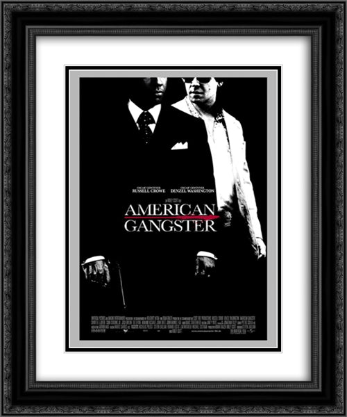 American Gangster 20x24 Black Ornate Wood Framed Movie Poster with Double Matting