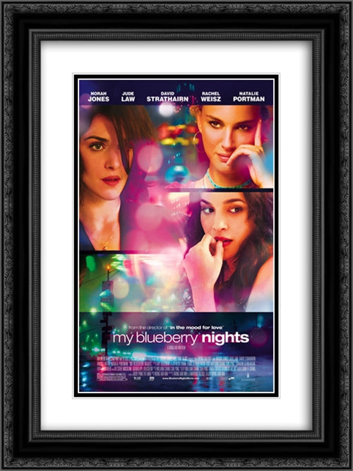 My Blueberry Nights 18x24 Black Ornate Wood Framed Movie Poster with Double Matting