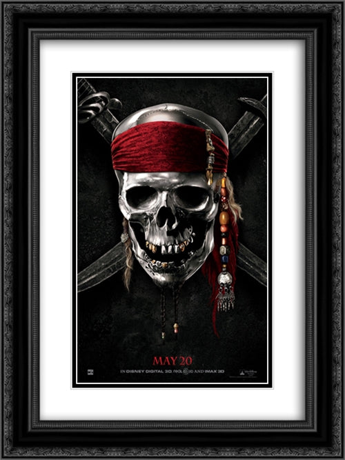 Pirates of the Caribbean 18x24 Black Ornate Wood Framed Movie Poster with Double Matting