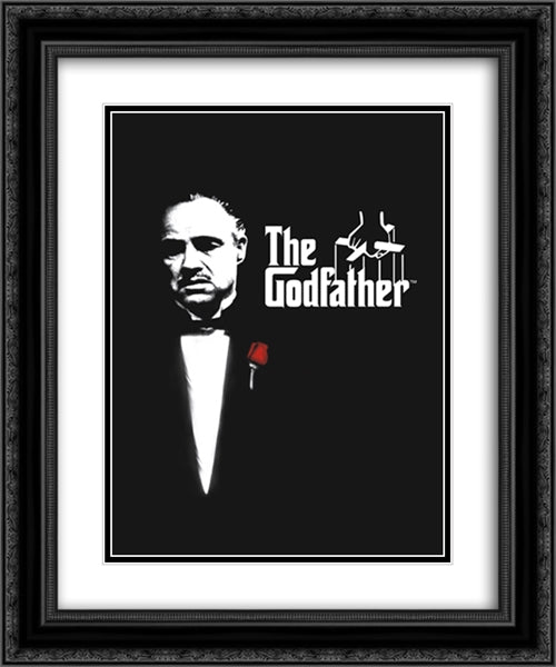 The Godfather 20x24 Black Ornate Wood Framed Movie Poster with Double Matting