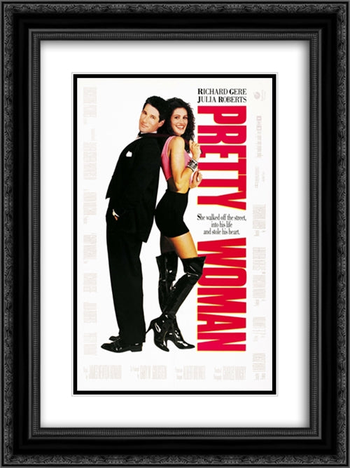 Pretty Woman 18x24 Black Ornate Wood Framed Movie Poster with Double Matting