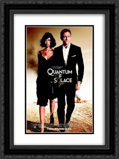 James Bond 007 Quantum of Solace 18x24 Black Ornate Wood Framed Movie Poster with Double Matting